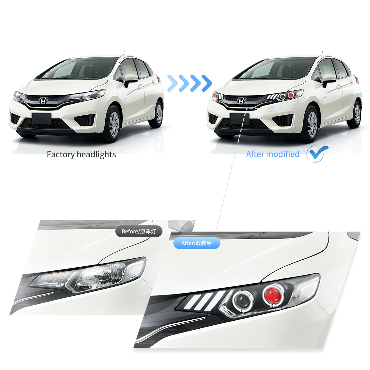 (PRENOTA) Fanali Anteriore Completo per Honda Fit/Jazz (2015-2020) a LED