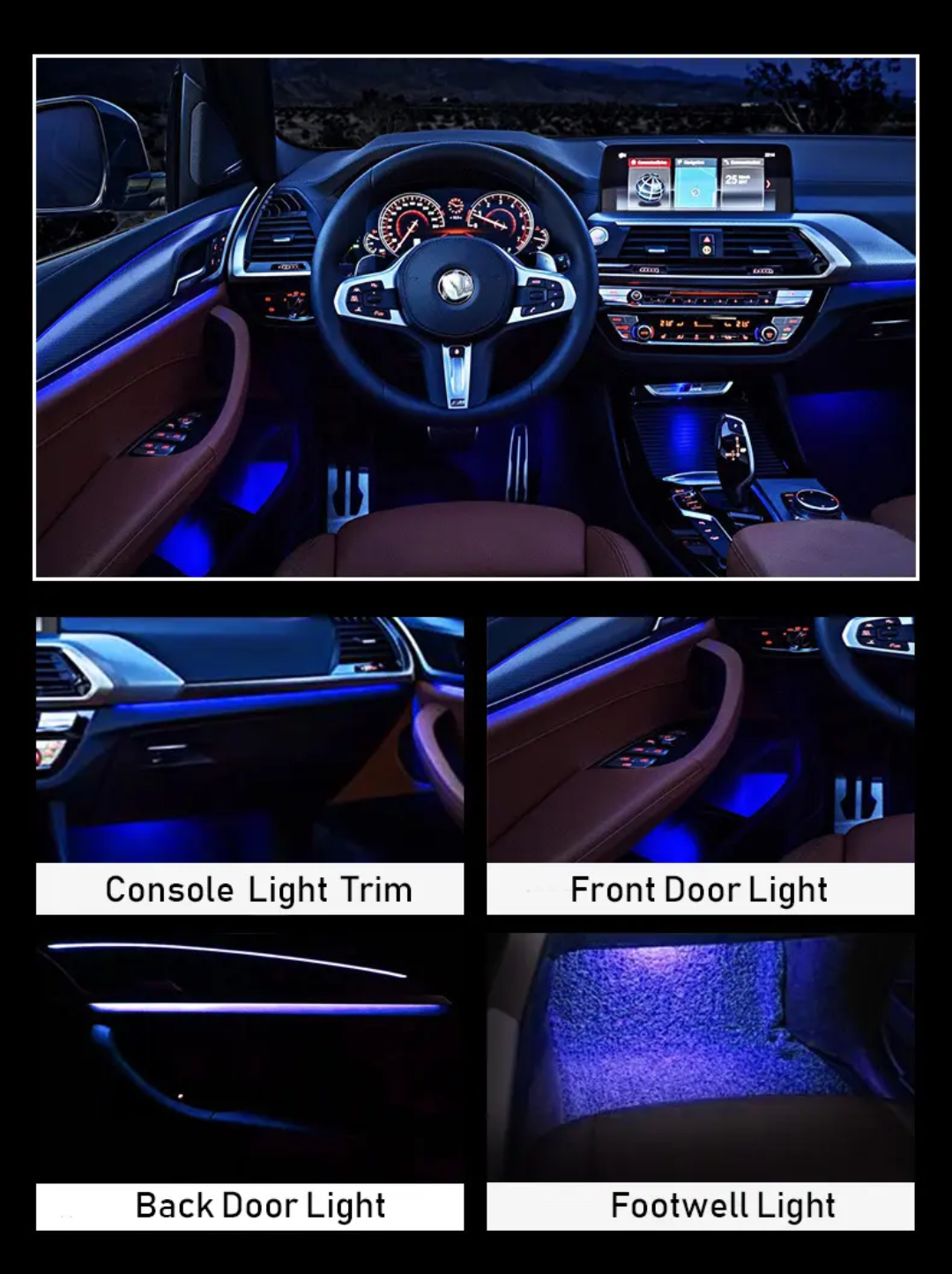 (PRENOTA) Ambient Light per BMW X3, X4, G01, G02 (2018-2023), 256 Colori, APP