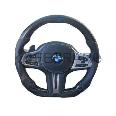 (PRENOTA) Volante Sportivo per BMW Serie 3 G20, G21, G80, G81 (2018-2025), Carbonio, Customizzato in Pelle