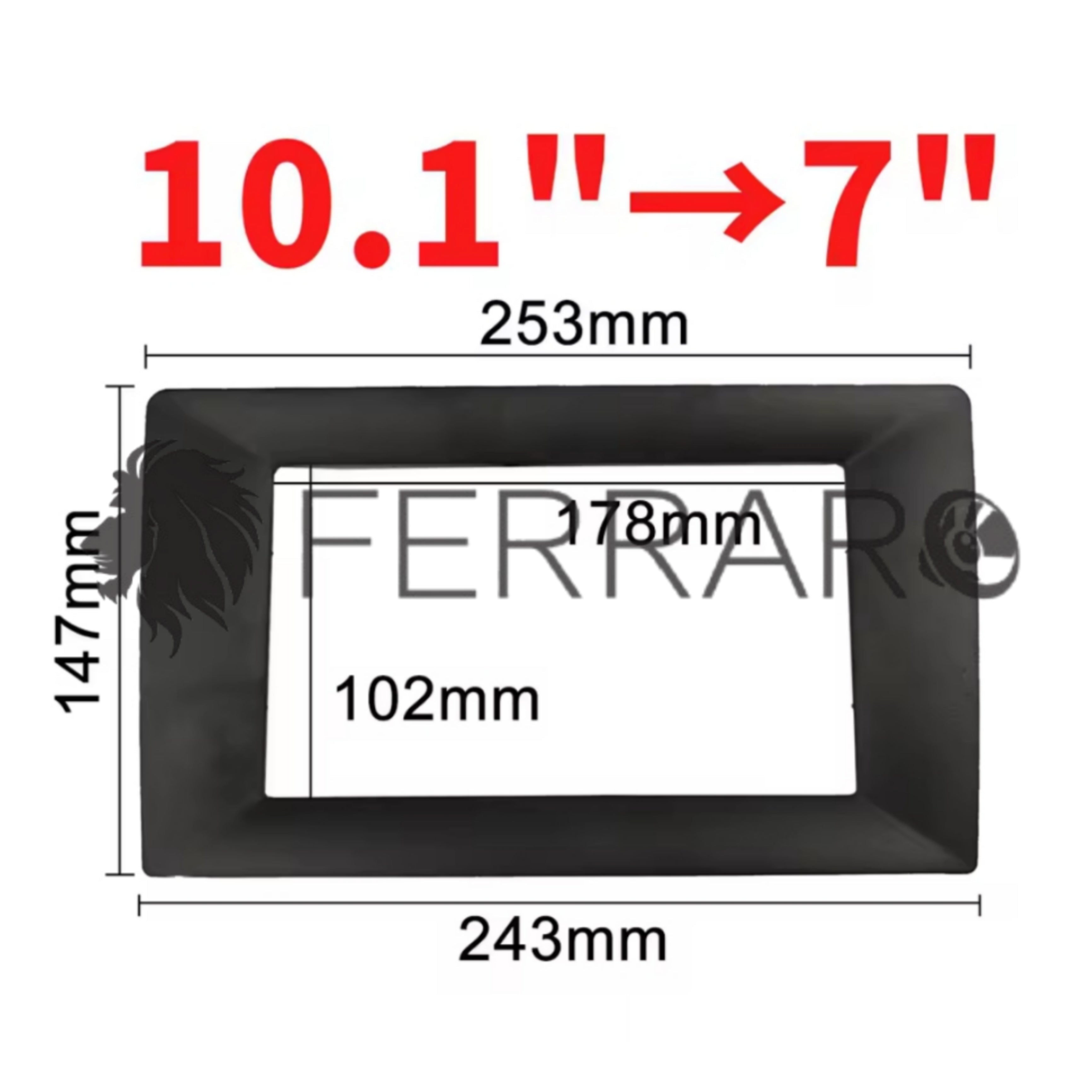 Riduttore Mascherina Autoradio (Universale) Da 10.1" Pollici a 7" Pollici