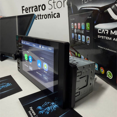 Autoradio Universale Fisso, 1Din 5.5"Pollici, Bluetooth, Radio, USB, Navigatore, CarPlay e Android Auto Wireless