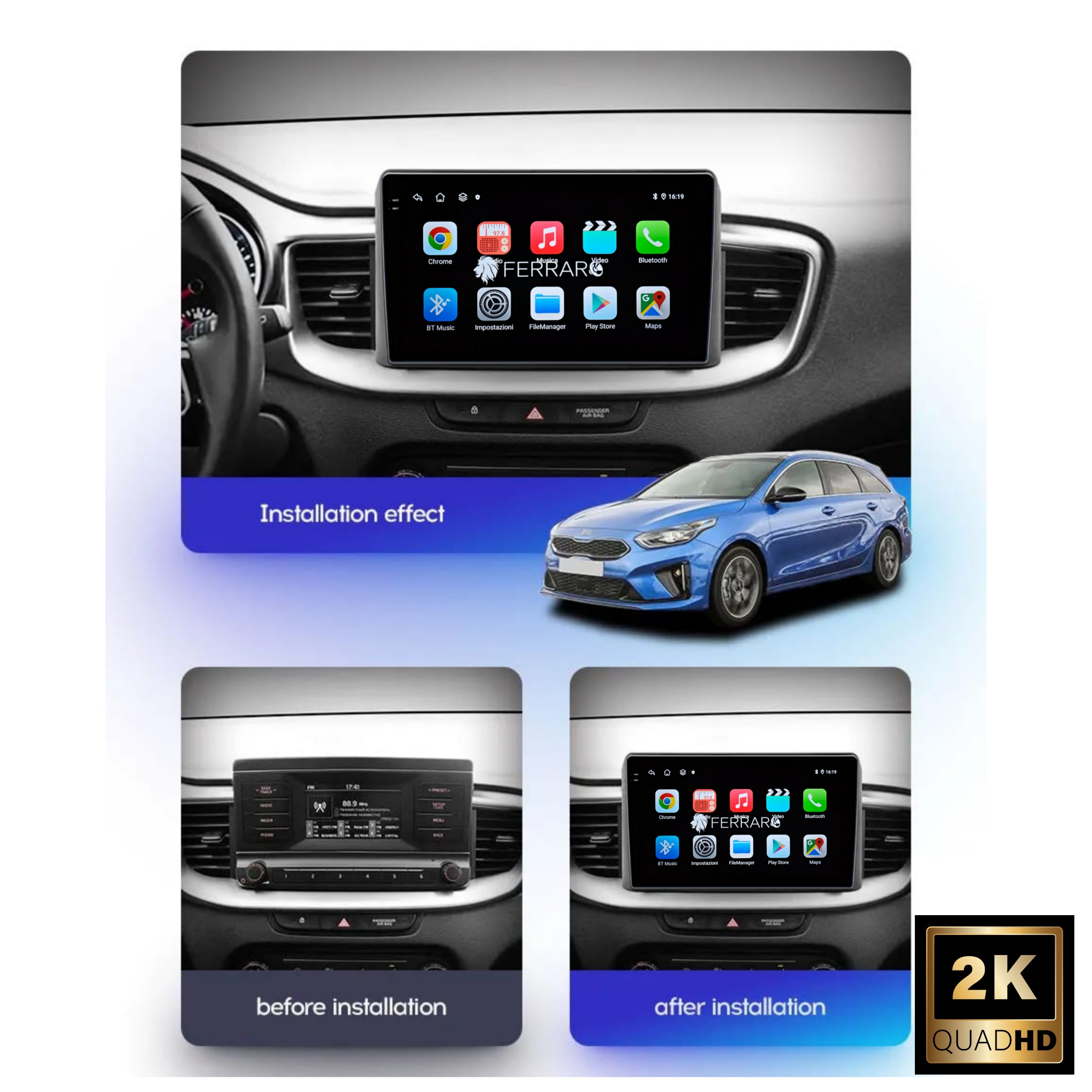 (PRENOTA)  Autoradio per Kia Ceed (2018-2021) 9" 2K, Android, Bluetooth, CarPlay, Android Auto, 12/256GB Ram