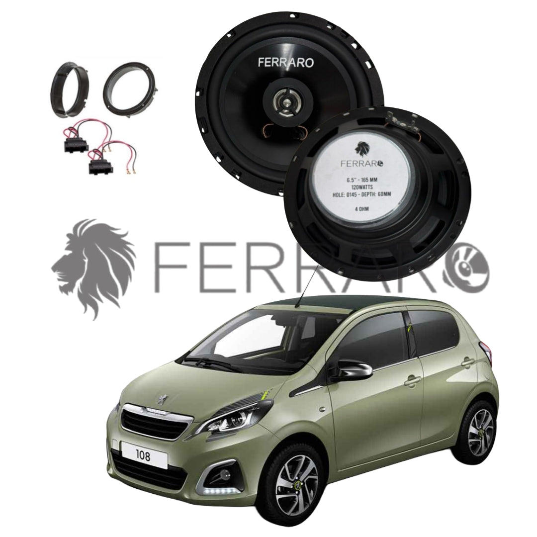 FerraroStore Kit 2 Altoparlanti, ASC-652PC, Anteriori, Peugeot 108 dal 2014>