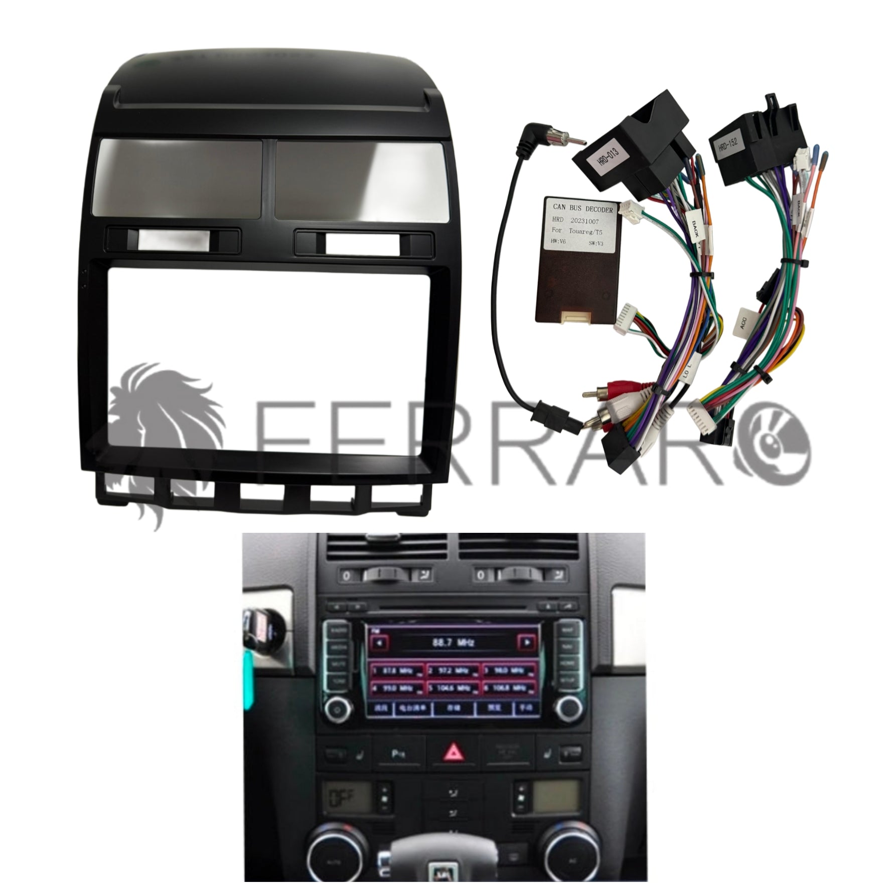 (PRENOTA) Kit Montaggio Autoradio 9"Pollici Volkswagen Touareg (2002-2010), Mascherina, Cablaggio per Autoradio Android