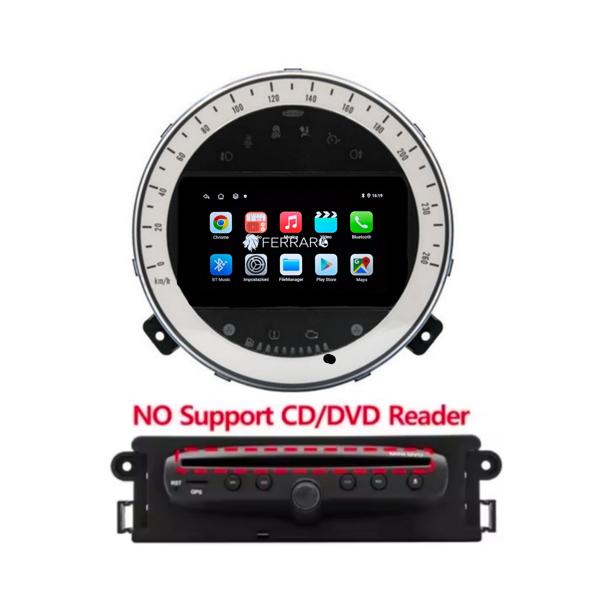 (PRENOTA) Autoradio per Mini Cooper R55/R56/R57 7" (2007-2014) Android, Bluetooth, CarPlay, Android Auto, 4/64GB Ram