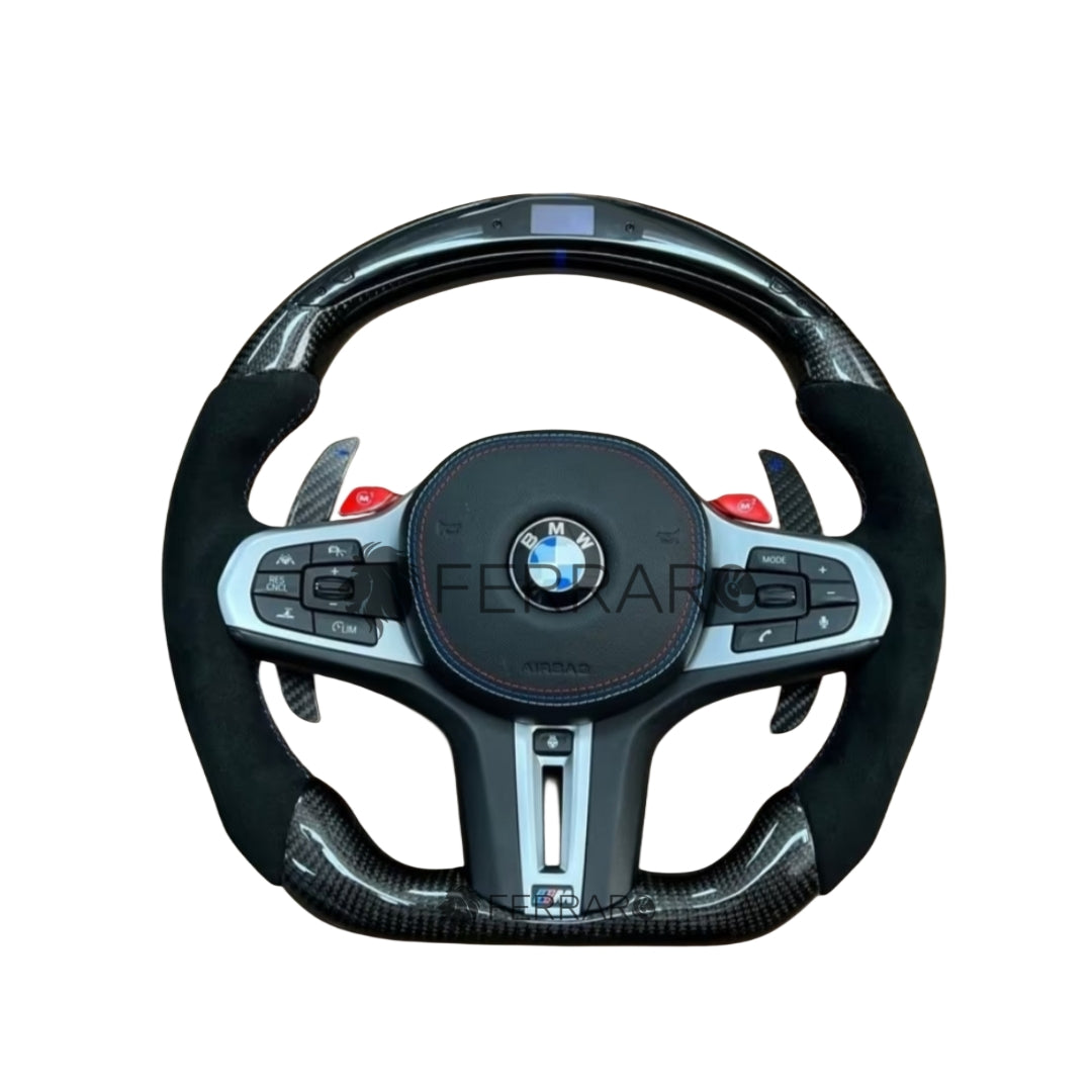 (PRENOTA) Volante per BMW, Carbonio Diagonale, LED, Etichetta 3 Colori, Punzonatura, Galvanica, Sport