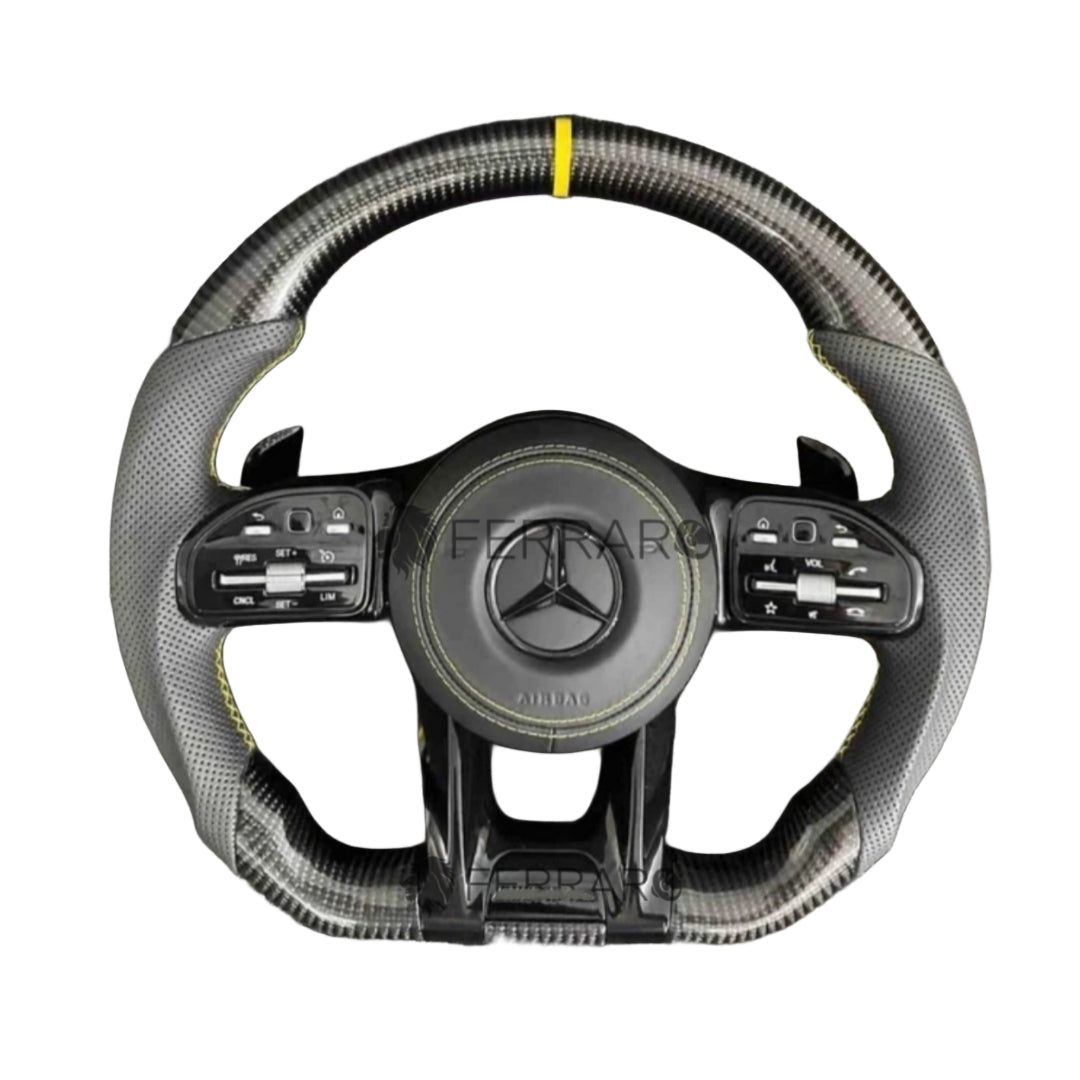 (PRENOTA) Volante per Mercedes, Carbonio Diagonale, Sport, Etichetta Gialla, Punzonatura, AMG