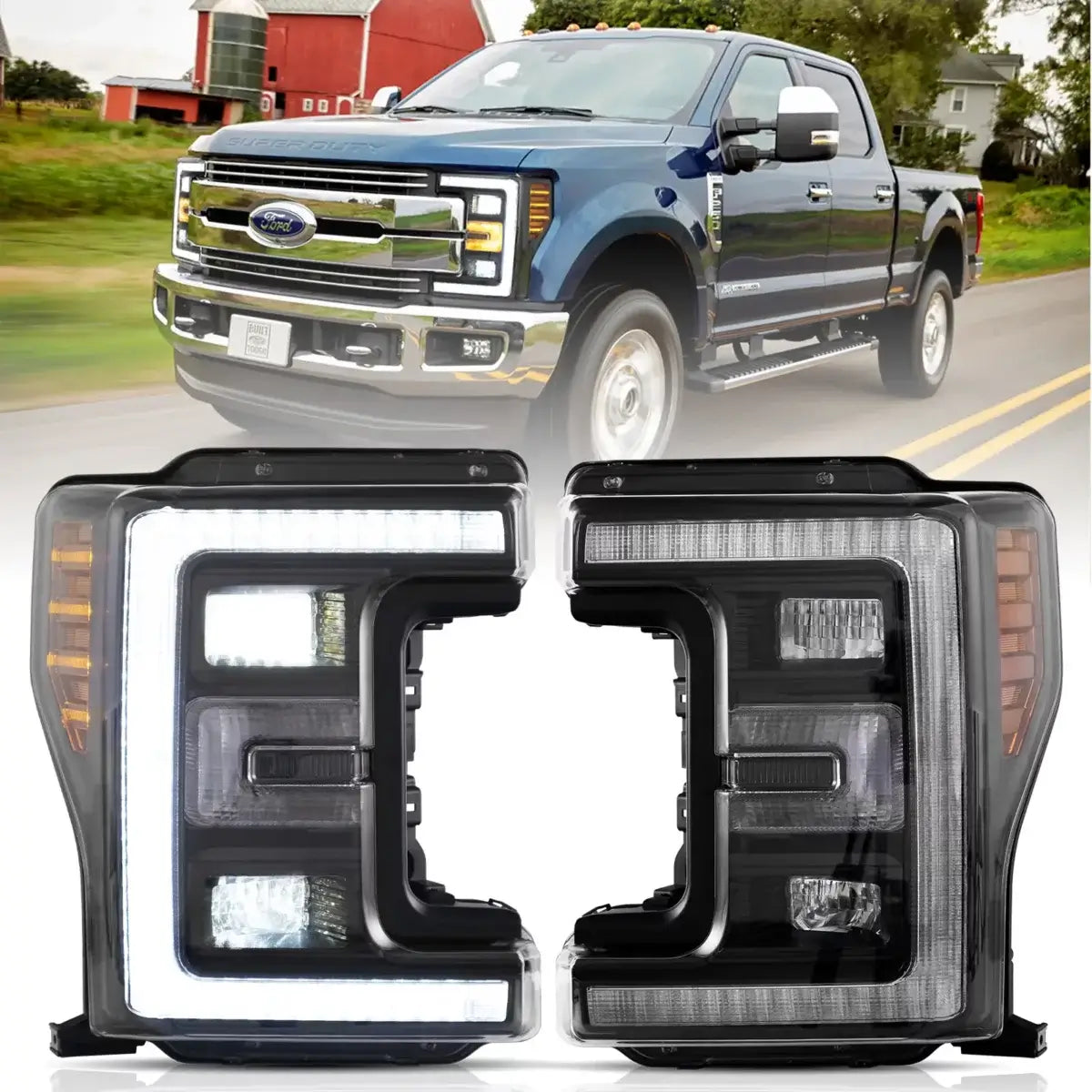(PRENOTA) Fanali Anteriore Completo per F250, F350, F450, F550 (2017-2019) a LED