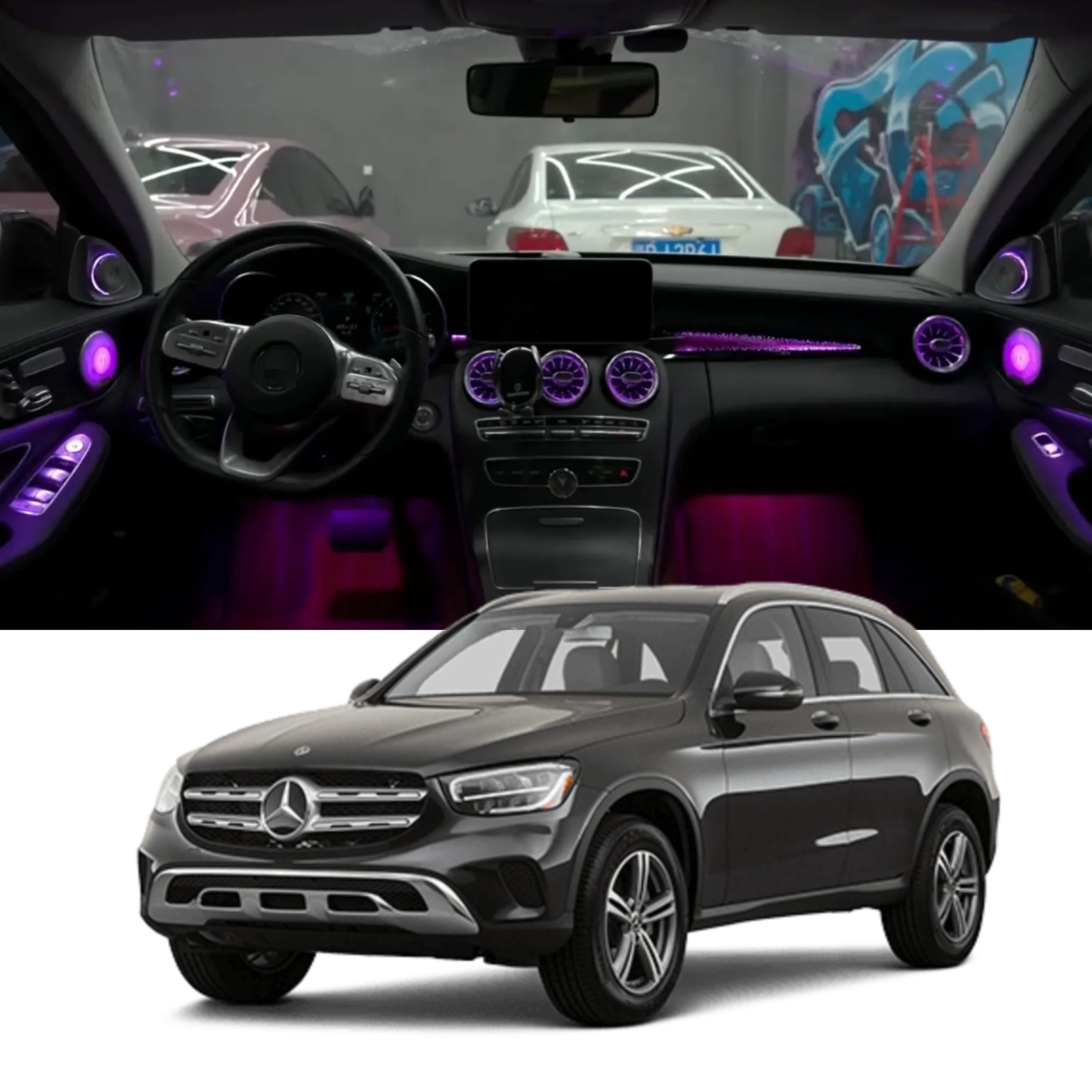 (PRENOTA) Ambient Light per Mercedes GLC X253, Classe C W205, 256 Colori, APP