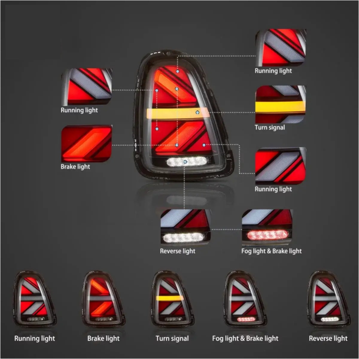 (PRENOTA) Fanali  Posteriore Completo per BMW Mini Cooper S R56, R57, R58, R59 (2007-2014) a LED