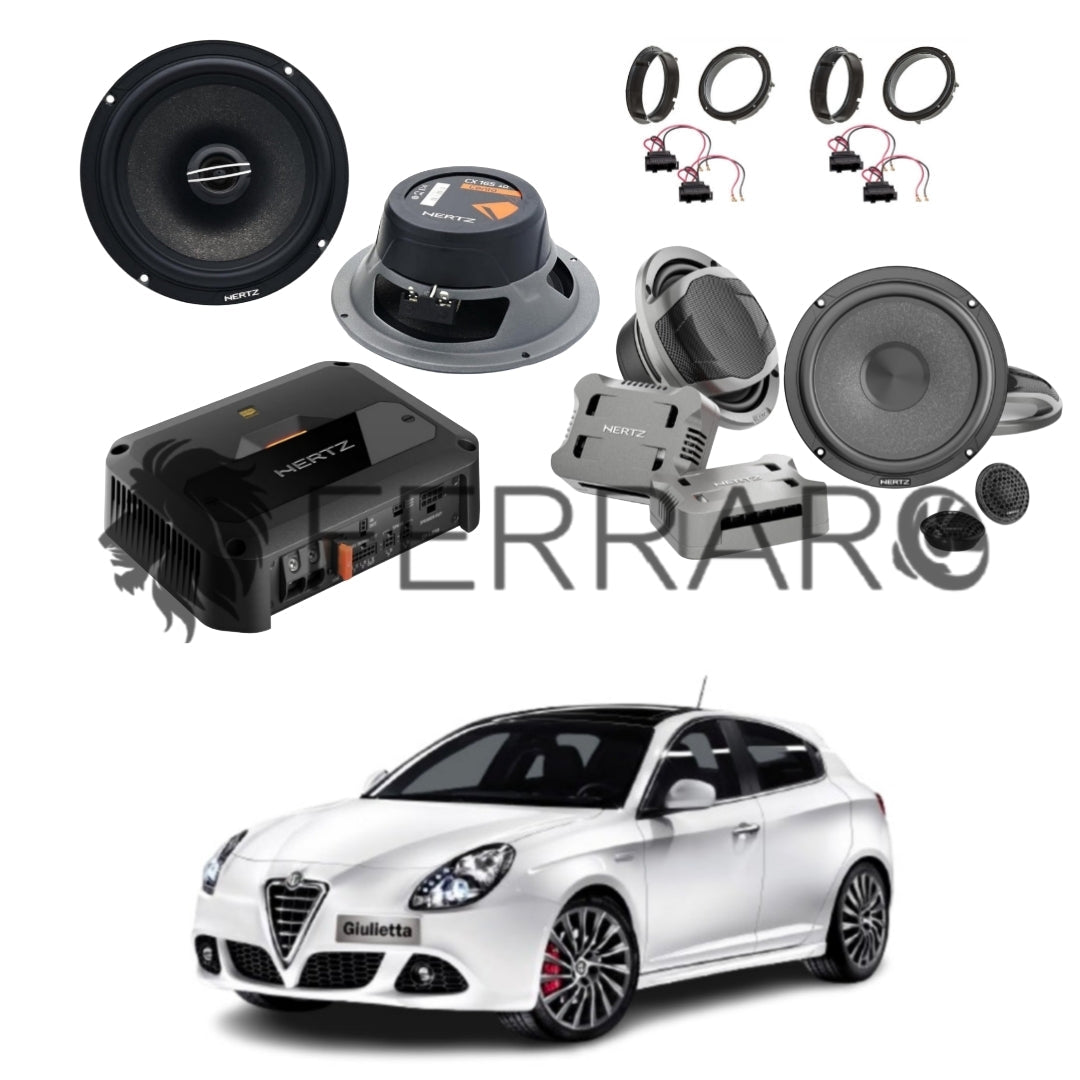 Hertz Sound Amplificatore CP 4.800 4 Canali 4x190w, CK 165, CX 165, Set Cavi, per Giulietta (2010-2020)
