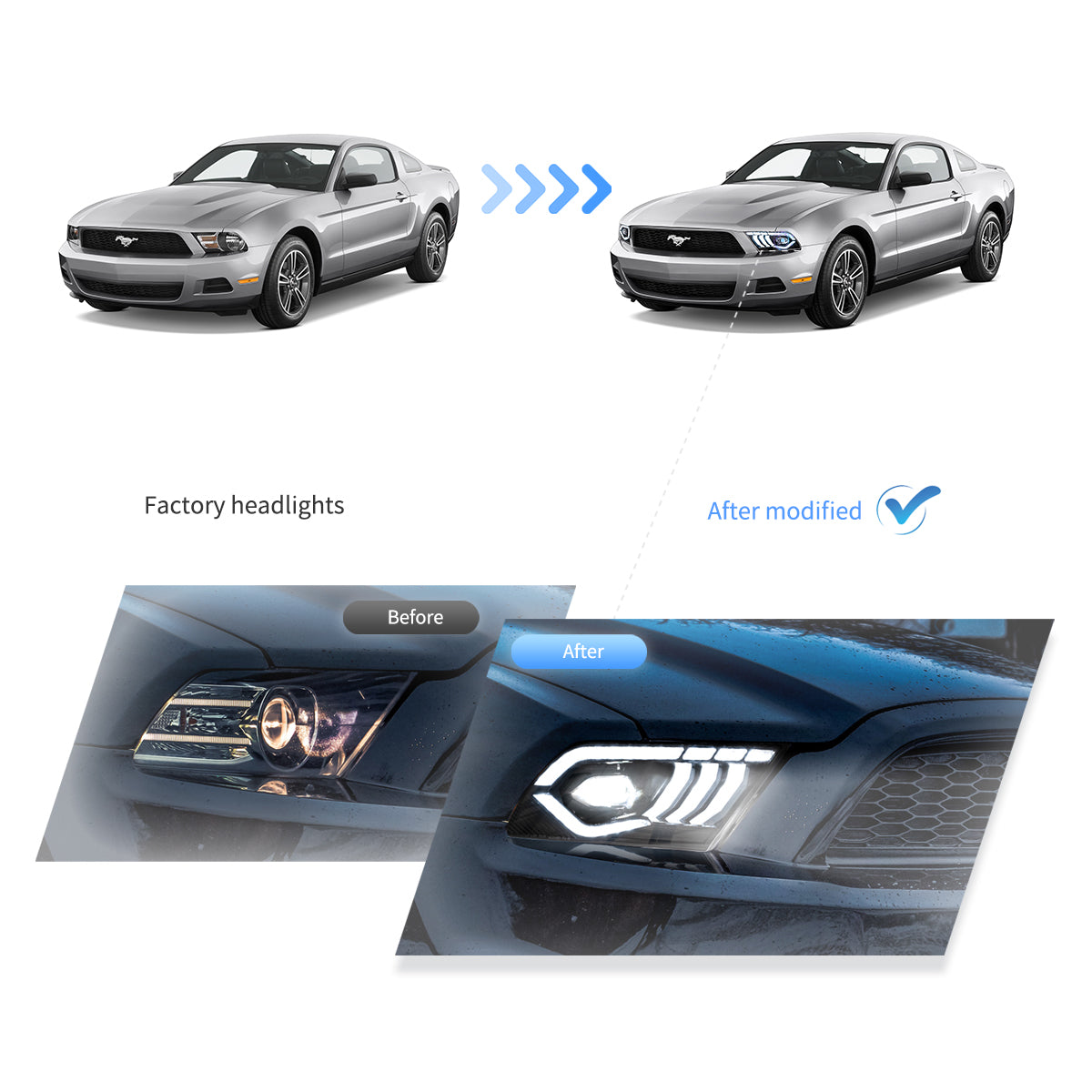 (PRENOTA) Fanali Anteriore Completo per Ford Mustang 5ª Serie (2010-2014) a LED