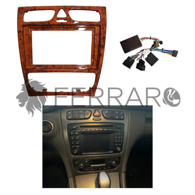 Kit Montaggio Autoradio 9"Pollici Mercedes Classe C W203, CLK W209 Mascherina, Cablaggio per Autoradio Android
