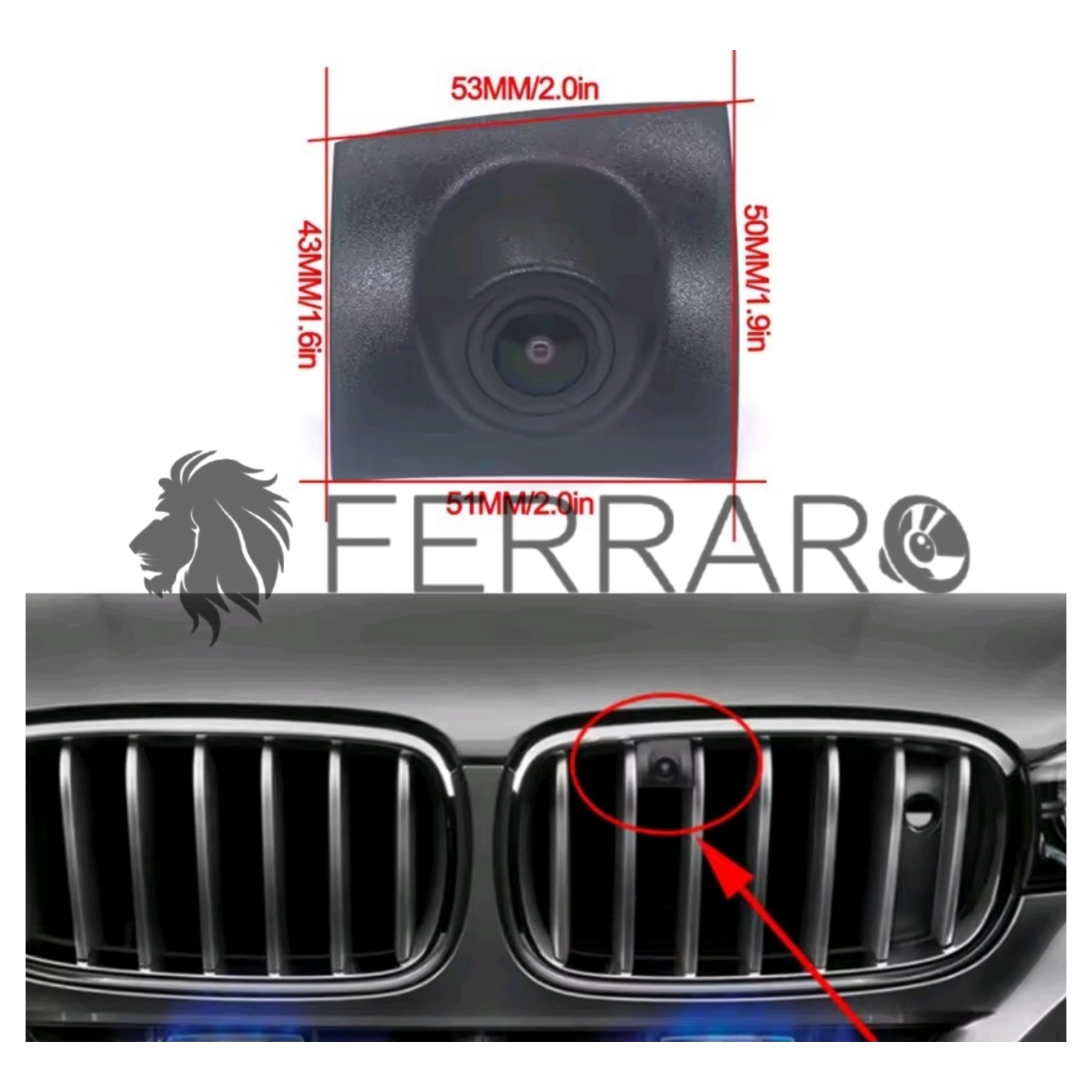 (PRENOTA) Telecamera Frontale per BMW X3, X4, X5, AHD, 1920x1080, 170° Gradi