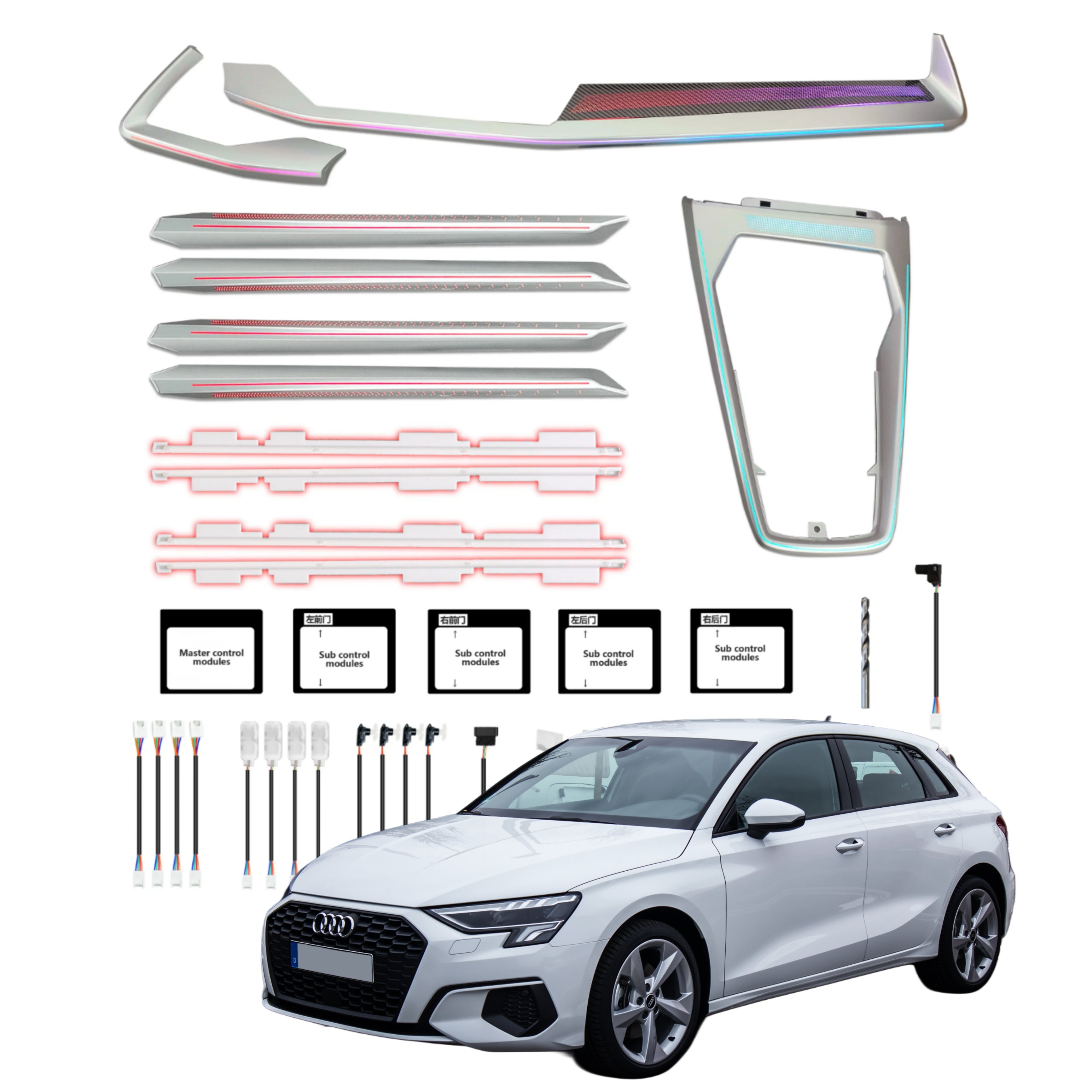 (PRENOTA) Ambient Light per Audi A3 8Y (2021-2024), 256 Colori, APP