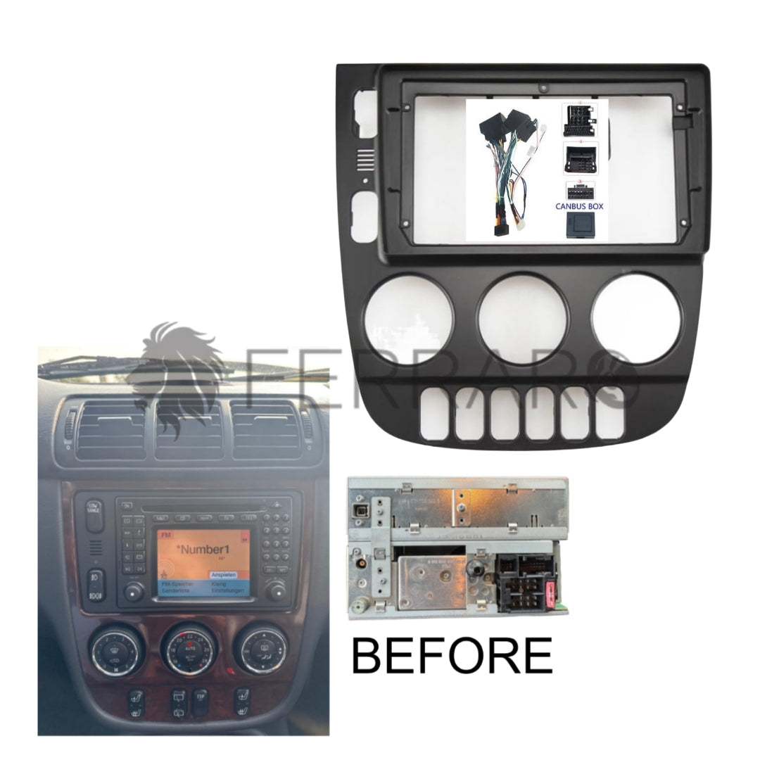 (PRENOTA) Kit Montaggio Autoradio 9"Pollici Mercedes ML W163 (2002-2005) Mascherina, Cablaggio per Autoradio Android