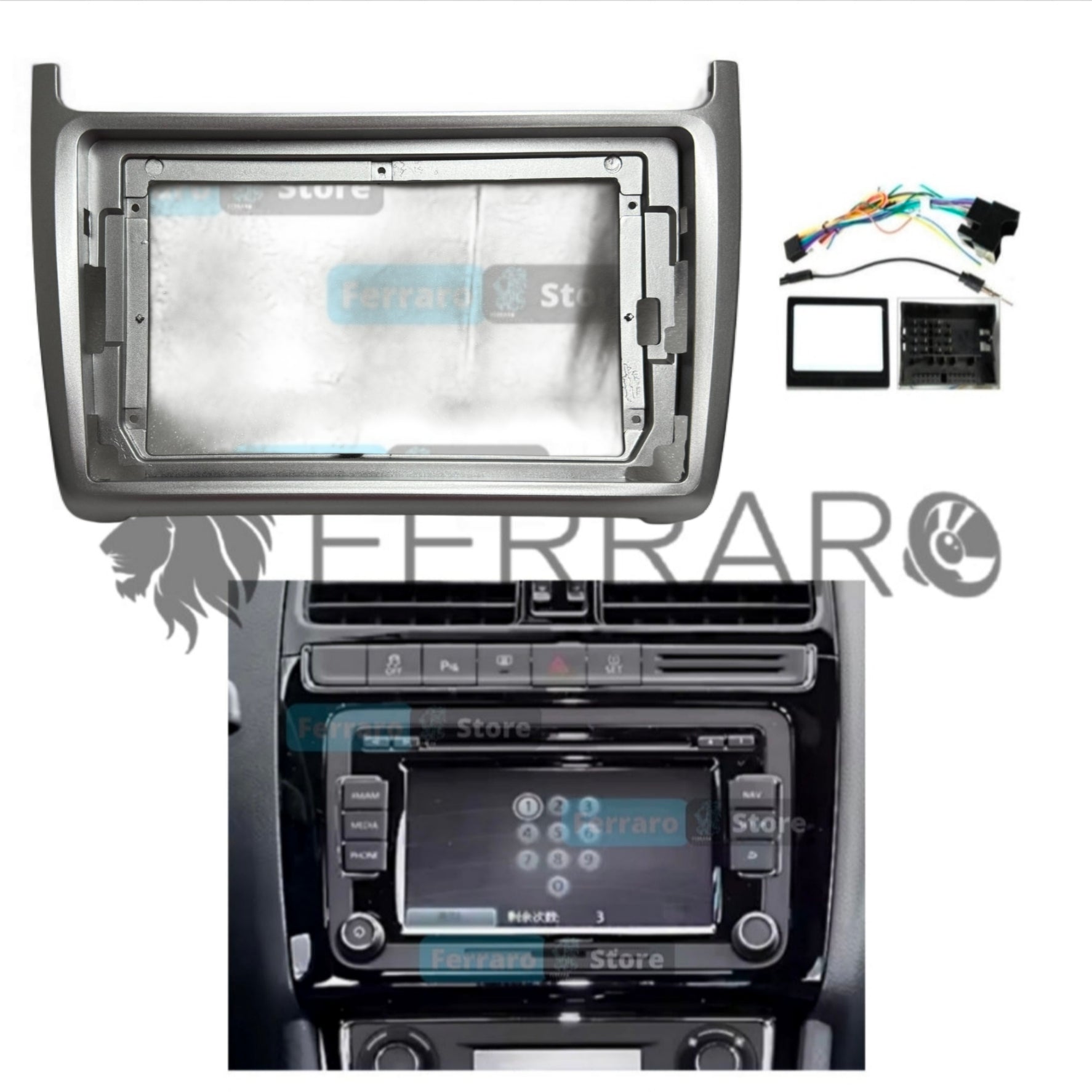 Kit Montaggio Autoradio 9"Pollici Volkswagen Polo (2008-2020) Mascherina, Cablaggio Autoradio Android