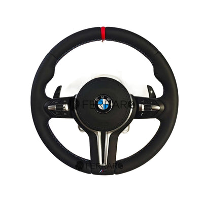 (PRENOTA) Volante per BMW, Pelle Nera, Linea Tricolore, Etichetta Rossa