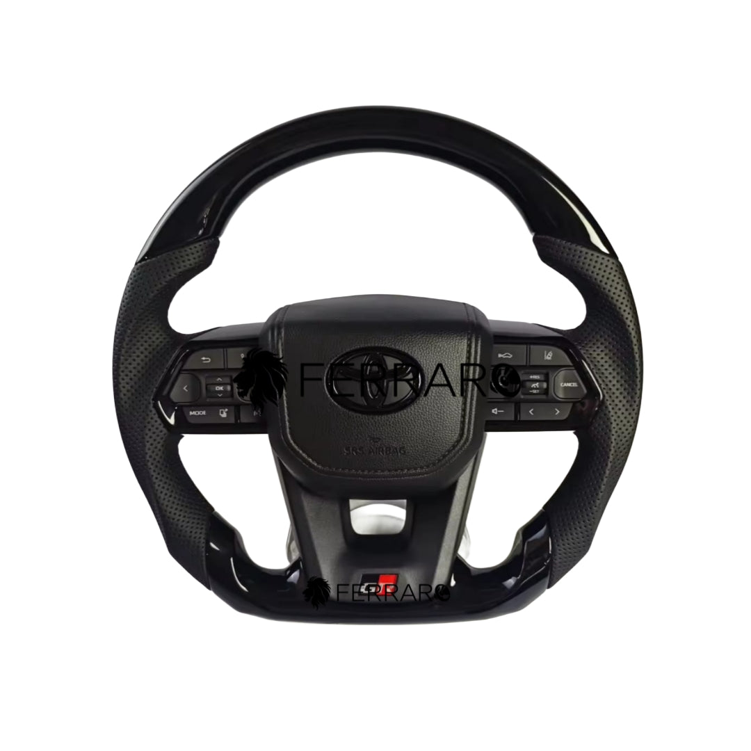 (PRENOTA) Volante per Toyota, Perforato, Filo Nero, Pelle Nera