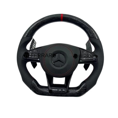 (PRENOTA) Volante per Mercedes, Carbonio, Etichetta Rossa, Logo Nero, AMG