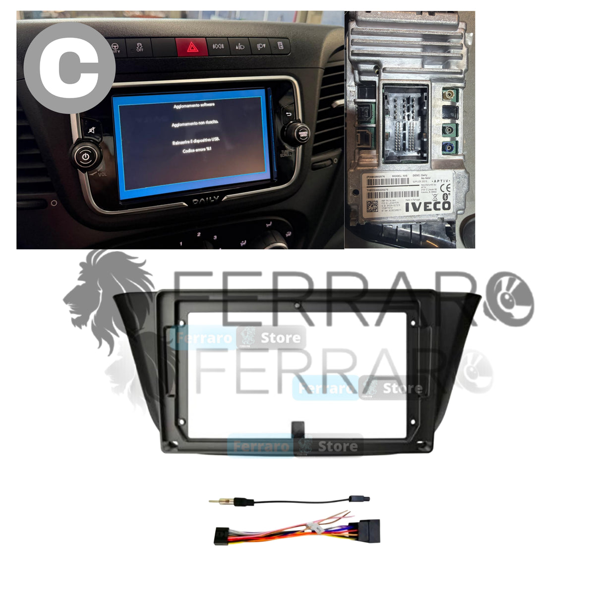 Kit Montaggio Autoradio 9"Pollici Iveco Daily (2013-2021) Mascherina, Cablaggio Autoradio Android