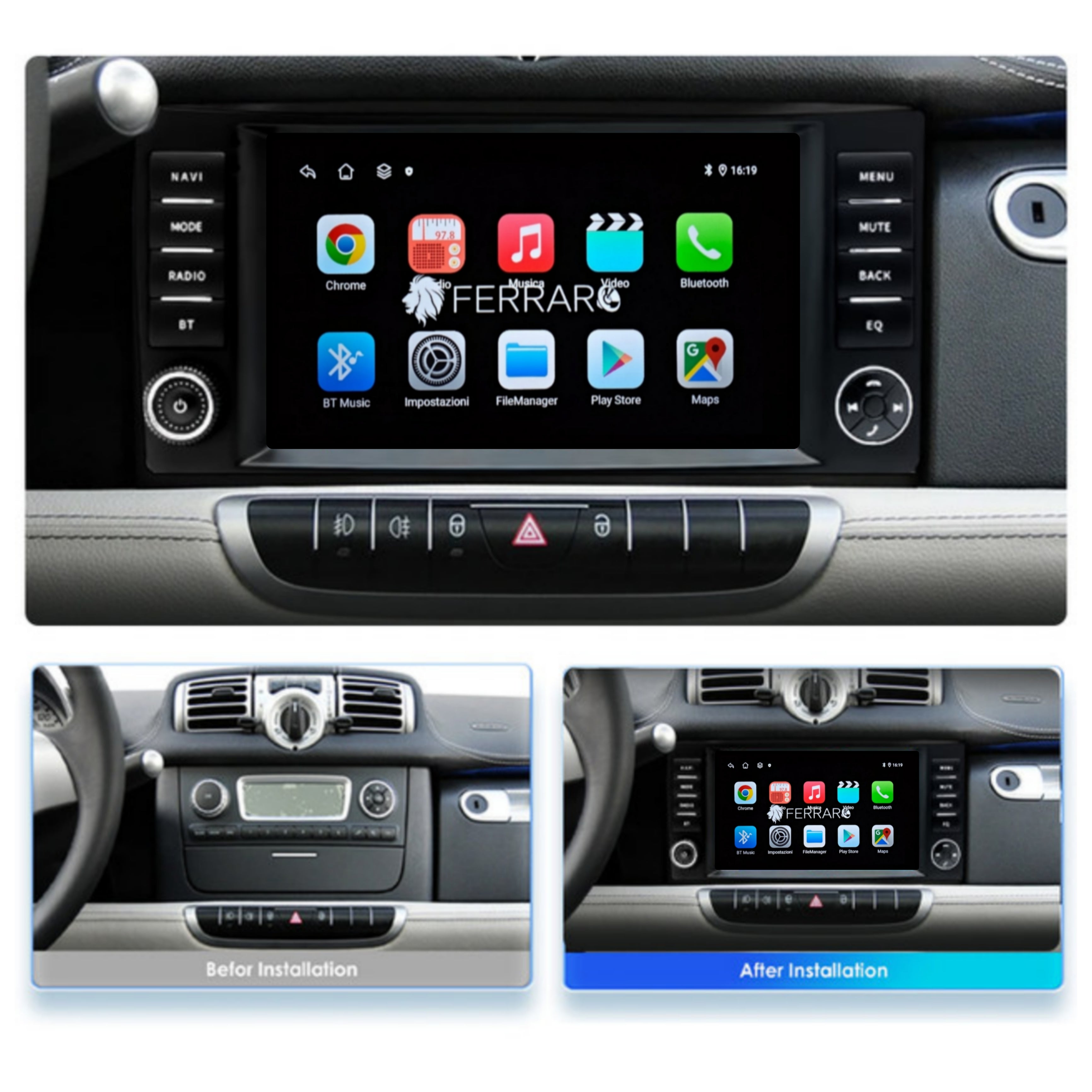 Autoradio per Smart 451 7" (2002-2015) Android, Bluetooth, CarPlay, Android Auto, 2GB/4GB/6GB/8GB Ram