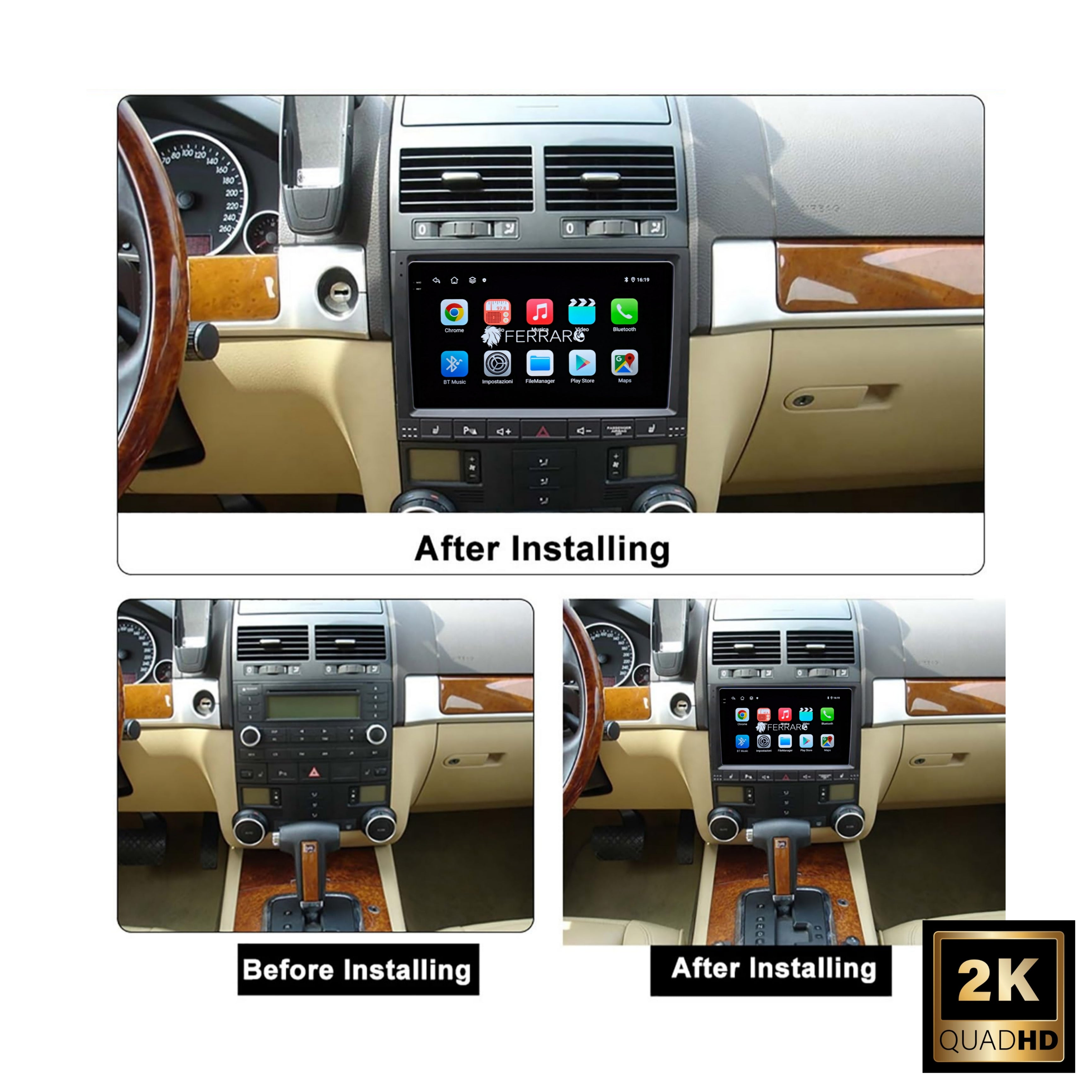 Autoradio per Volkswagen Touareg 9" 2K (2002-2010) Android, Bluetooth, CarPlay, Android Auto, 12/256GB Ram
