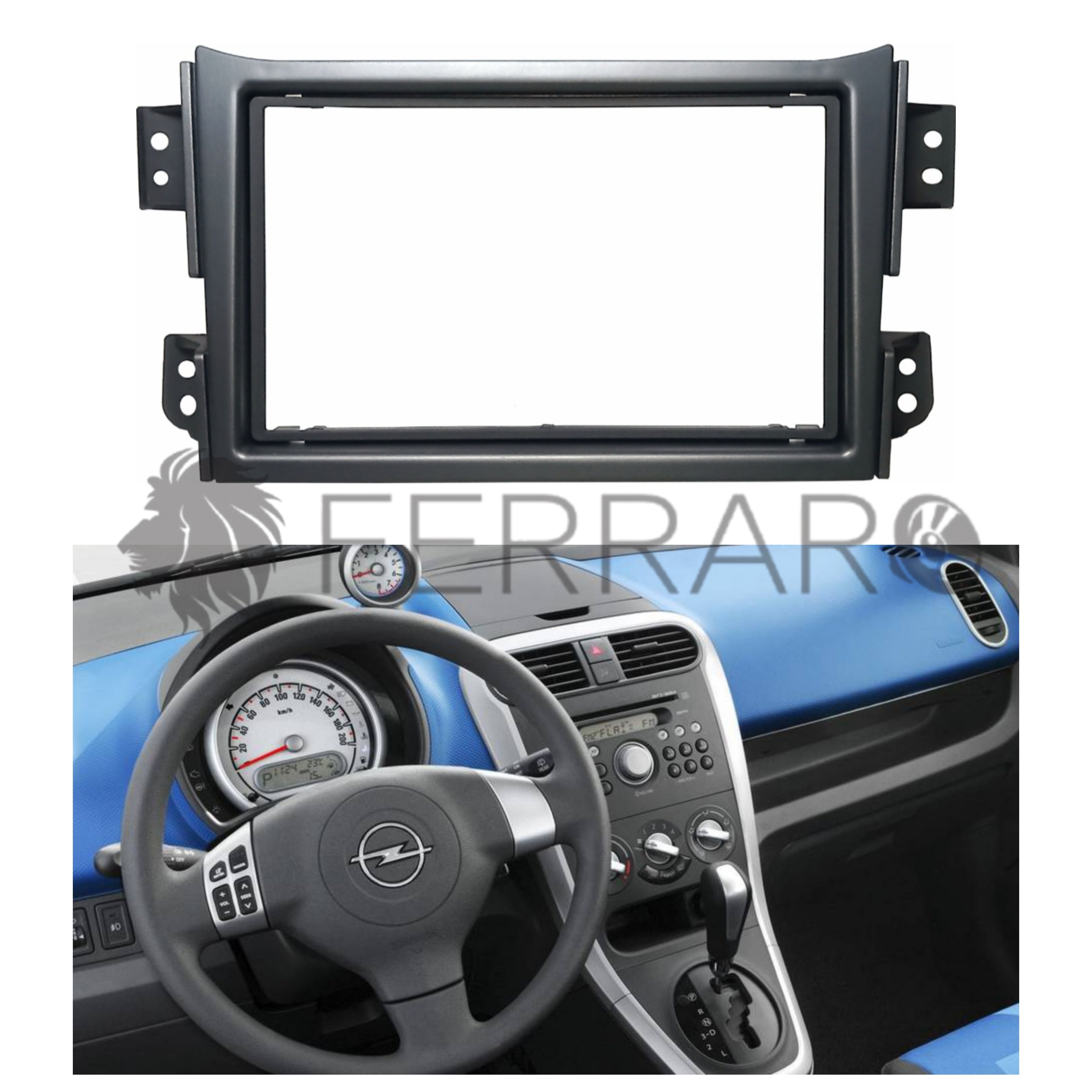 Mascherina 2DIN Cornice per Opel Agila, Suzuki Splash Ritz (2008-2015)