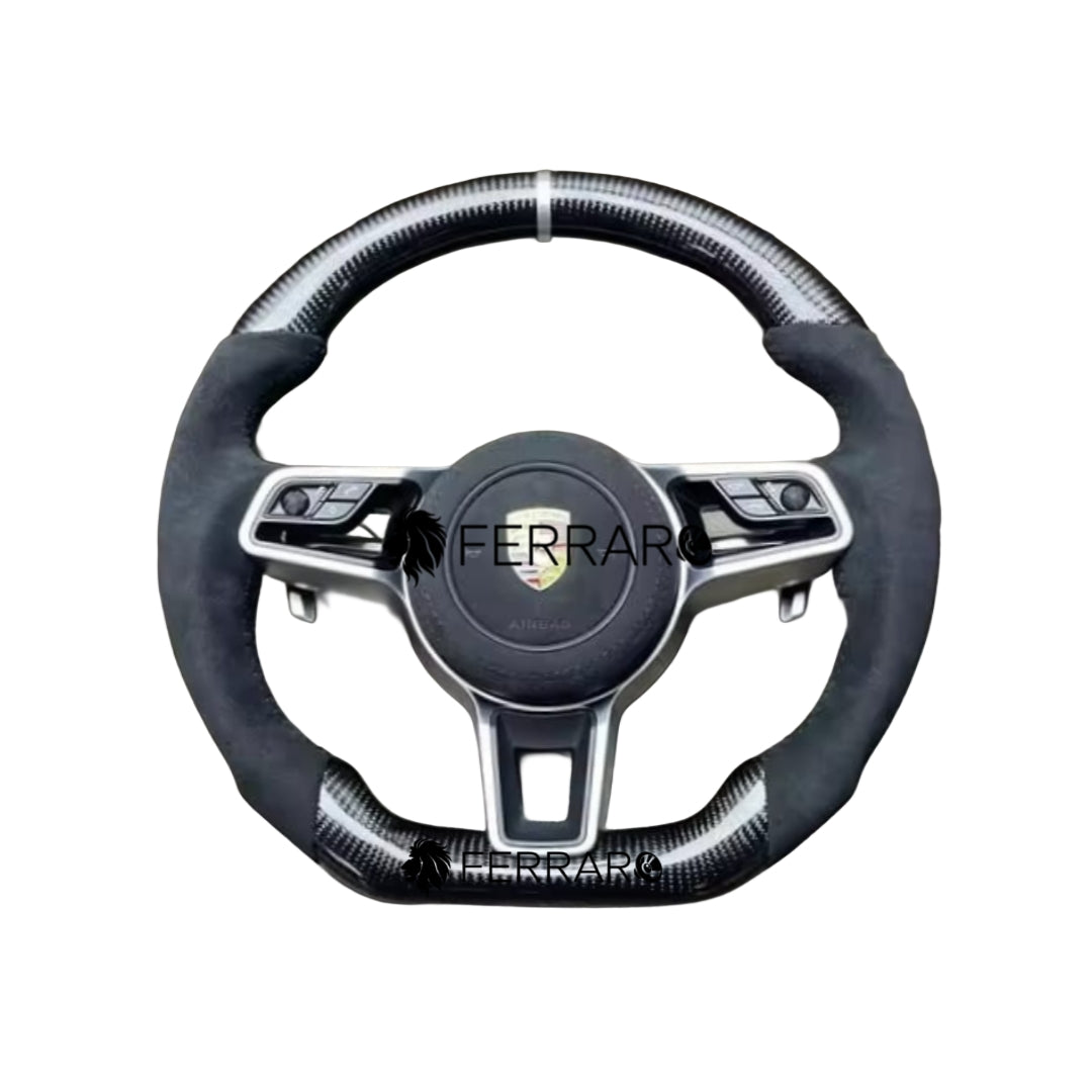 (PRENOTA)Volante per Porsche, Carbonio Diagonale, Galvanica, Linea Nera
