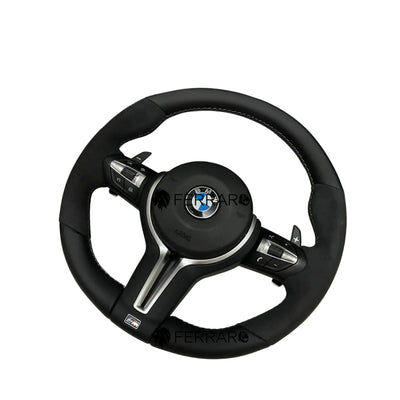 (PRENOTA) Volante per BMW, Pelle Nera, Filo Tricolore, Etichetta Rossa, Sport