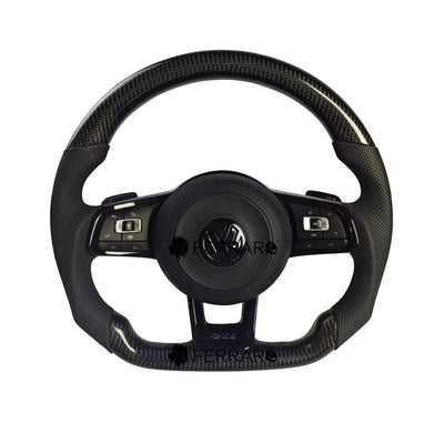(PRENOTA) Volante per Volkswagen, Carbonio Diagonale, Filo Nero, Punzonatura