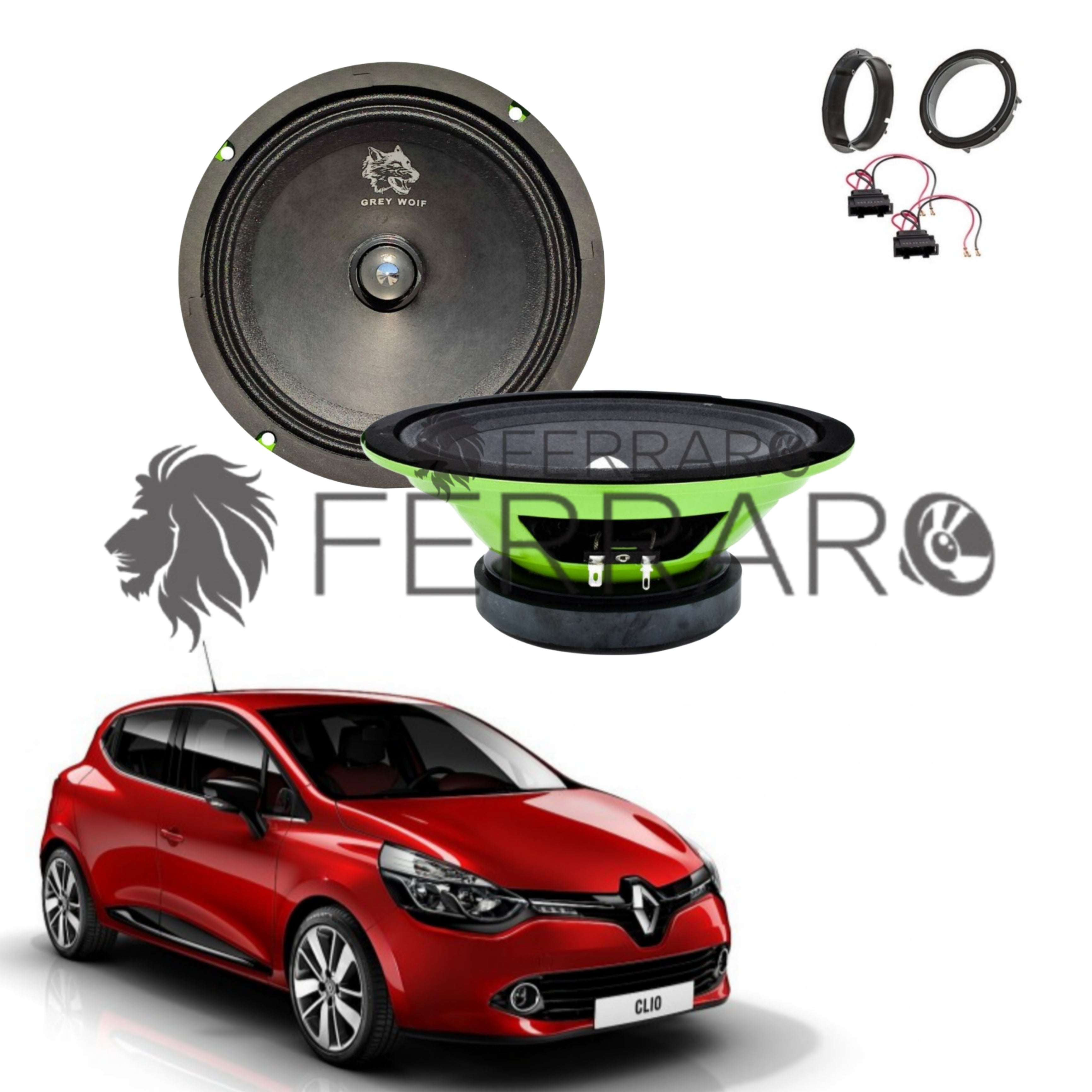 FerraroStore Kit 2 Altoparlanti, PV165.3, Anteriori, Renault Clio 4ª Serie dal 2012>
