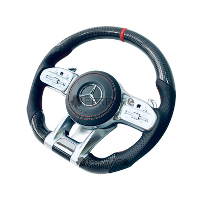 (PRENOTA)Volante per Mercedes, Carbonio Opaco, Sport, Etichetta Rossa, Punzonatura, Galvanica, AMG