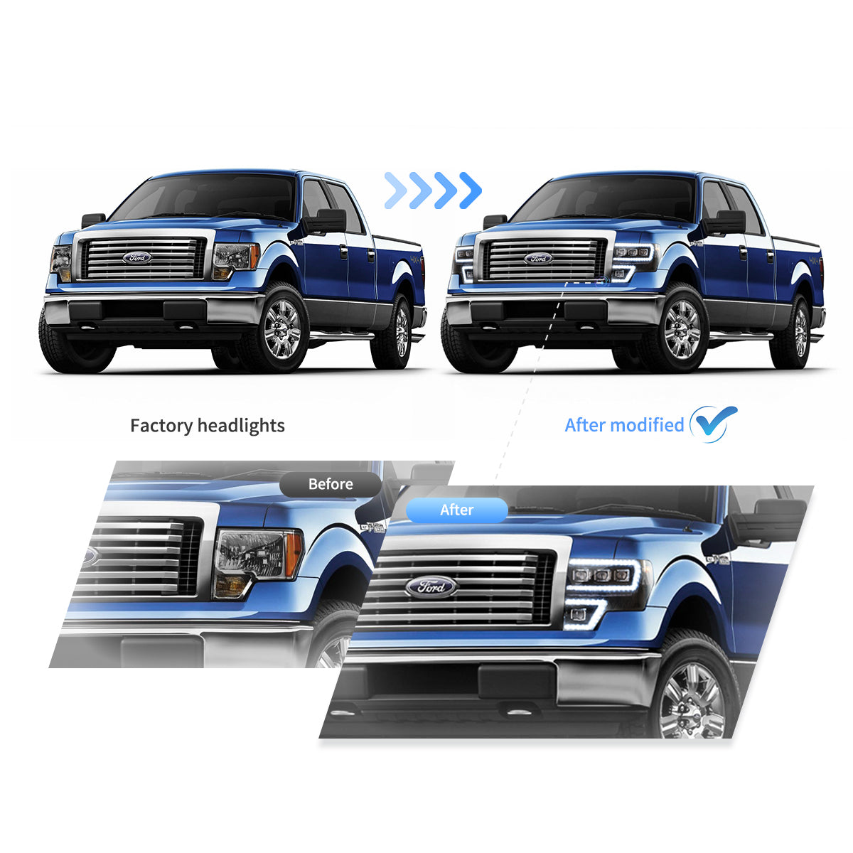 (PRENOTA) Fanali Anteriore Completo per Ford F150 12ª Serie (2009-2014) a LED