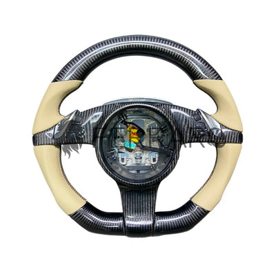 (PRENOTA) Volante Sportivo per Porsche Macan, Cayenne, Panamera , Carbonio, Customizzato in Pelle