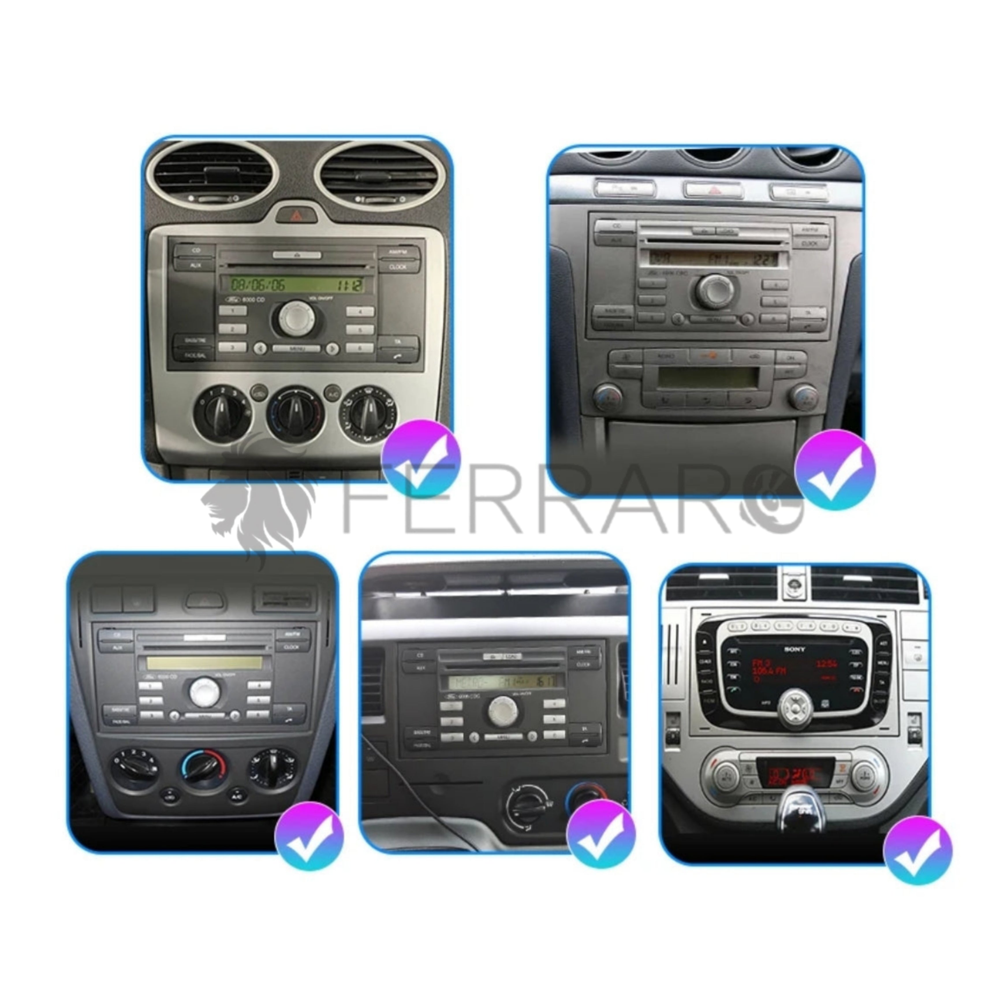 Autoradio per Ford Universale 7" | Anni in Descrizione | Bluetooth | Radio | USB | CarPlay + Android Auto