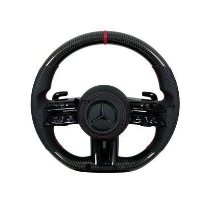 (PRENOTA) Volante per Mercedes, Carbonio Diagonale, Etichetta Rossa, Punzonatura Rossa, Linea Rossa, AMG
