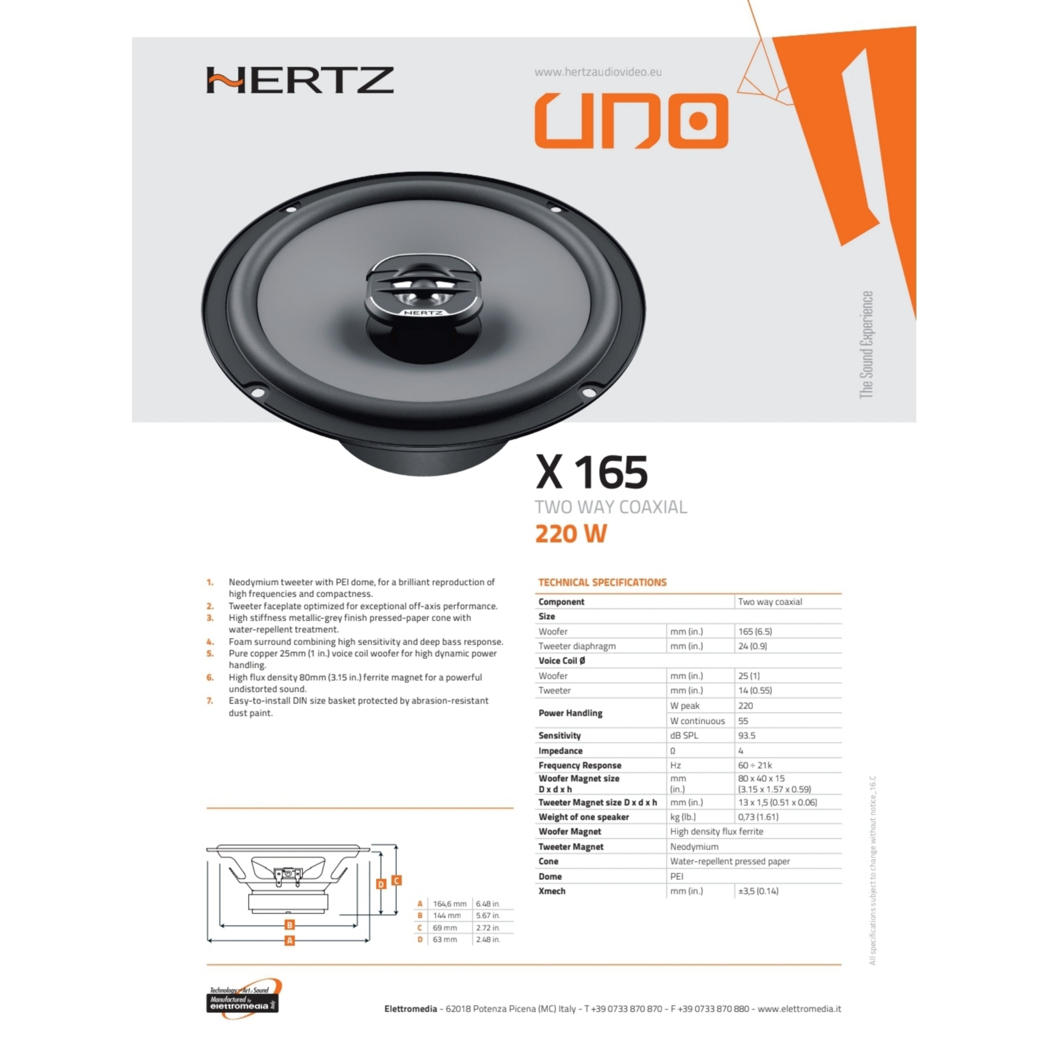 Hertz Kit 4 Casse, X 165, Ant/Post, Alfa Romeo Mito