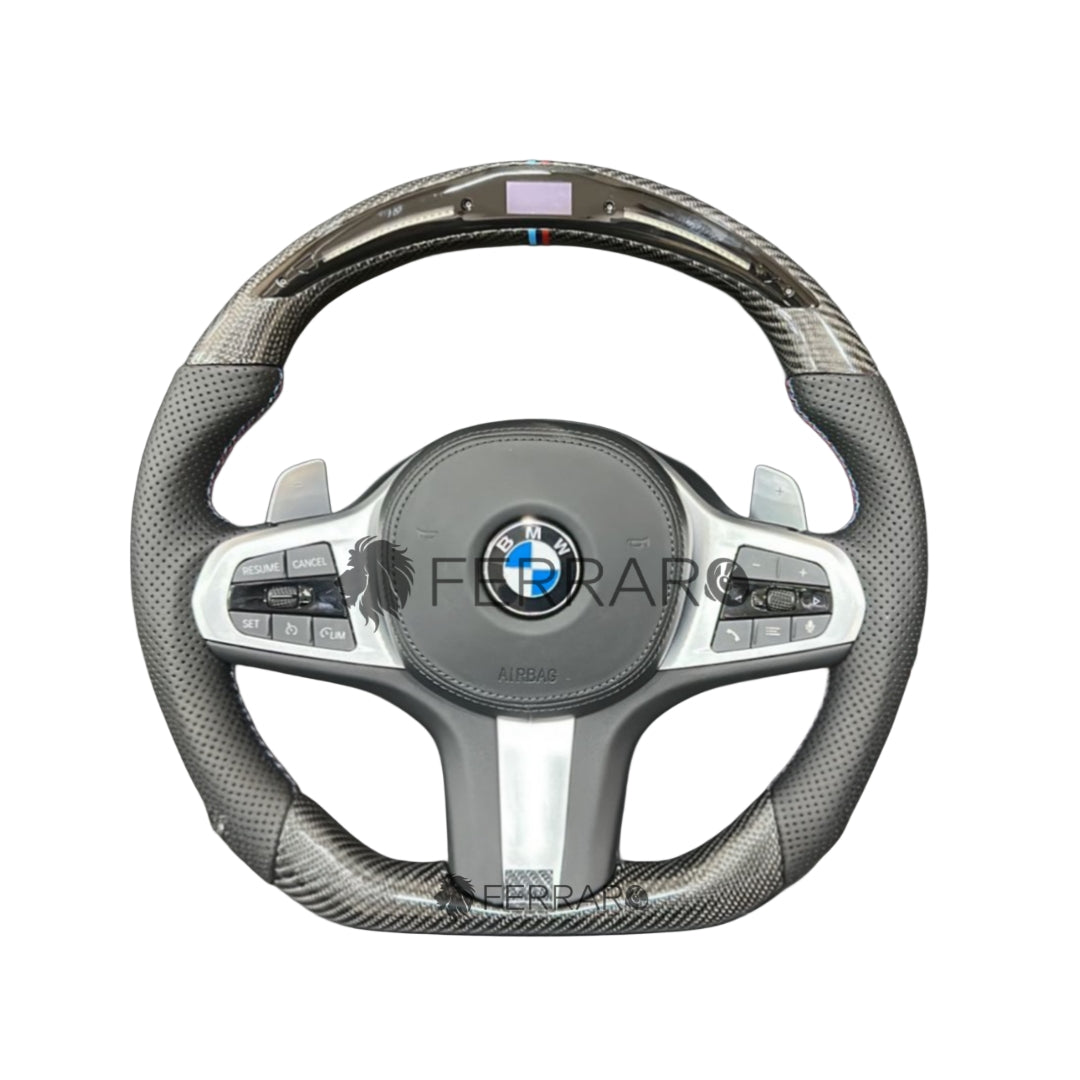 (PRENOTA) Volante per BMW, Carbonio Diagonale, LED, Punzonatura, Galvanica, Sport