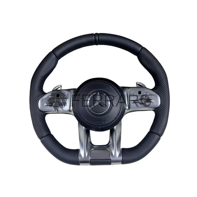 (PRENOTA) Volante  per Mercedes, Pelle Nera, Galvanica, Punzonatura, Pomelli AMG