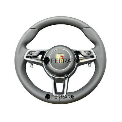 (PRENOTA) Volante per Porsche, Pelle Nera, Filo Nero, Galvanica