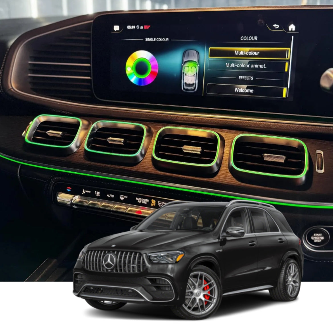 (PRENOTA) Ambient Light per Mercedes GLE W167, GLS (2020-2025), 256 Colori, APP