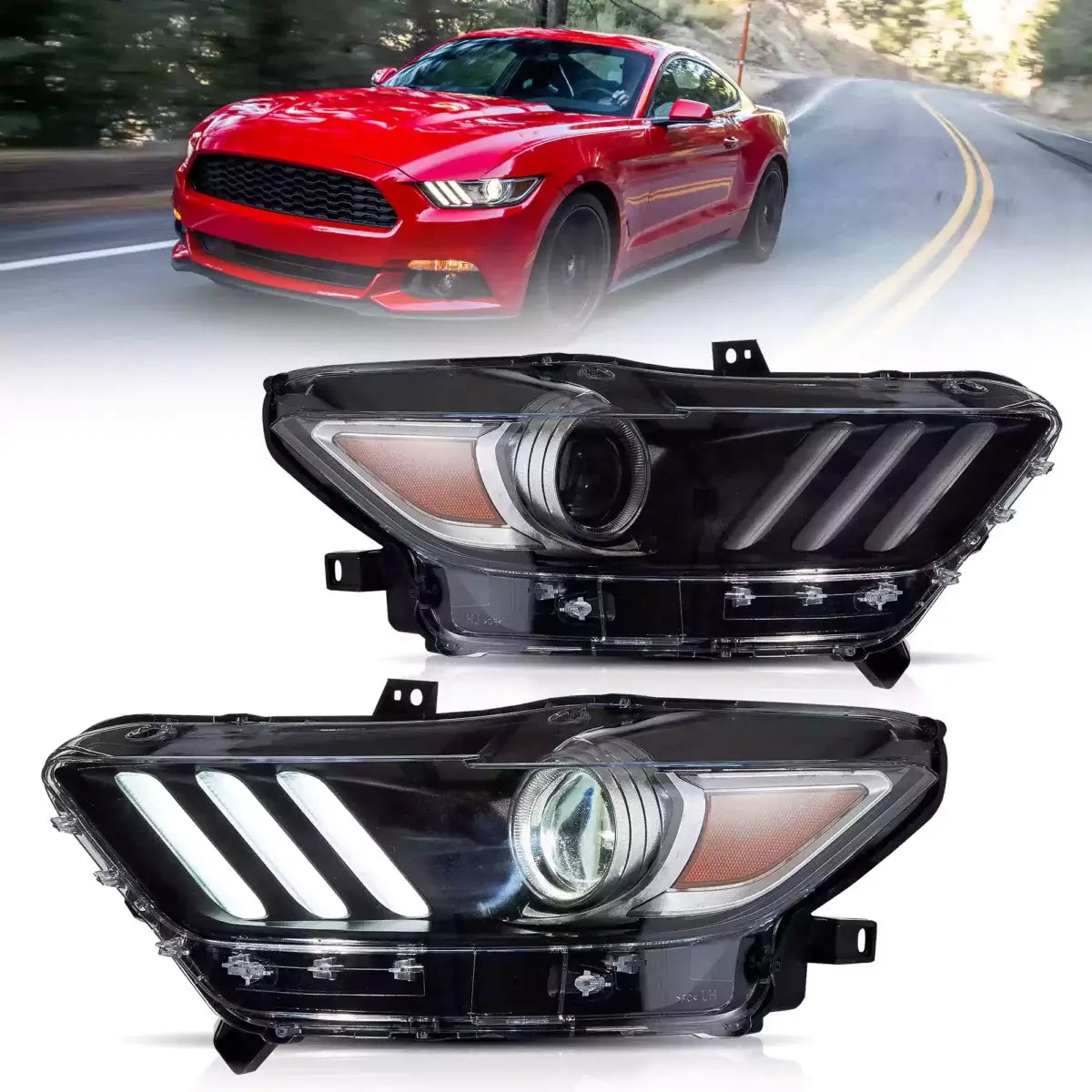 (PRENOTA) Fanali Anteriore Completo per Ford Mustang Eco Boost, GT, GT350, GT500 (2015-2017) a LED