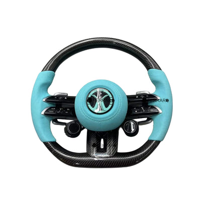 (PRENOTA) Volante per Mercedes, Carbonio Diagonale, Flip Blu, Linea Blu, AMG