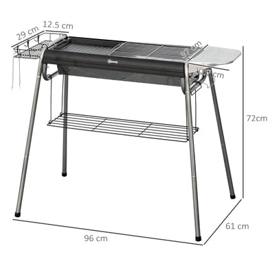 Outsunny Barbecue a Carbonella con Griglia e Piastra di Cottura, Cestino e Ripiani, 107x63x75cm, Nero