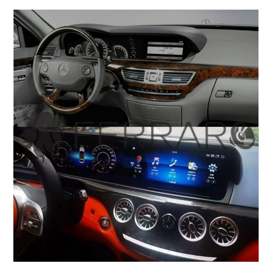 (PRENOTA) Autoradio per Mercedes Classe S W221, S320, 12.3" + 12.3" (2005-2013) Android, Bluetooth, CarPlay, Android Auto, 8/128GB Ram