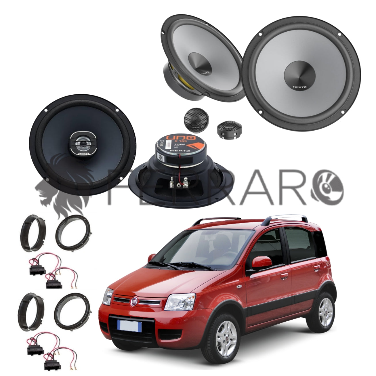 Hertz Kit 6 Casse, K 165, X 165, Ant/Post, Fiat Panda 2ª Serie (2003-2013)