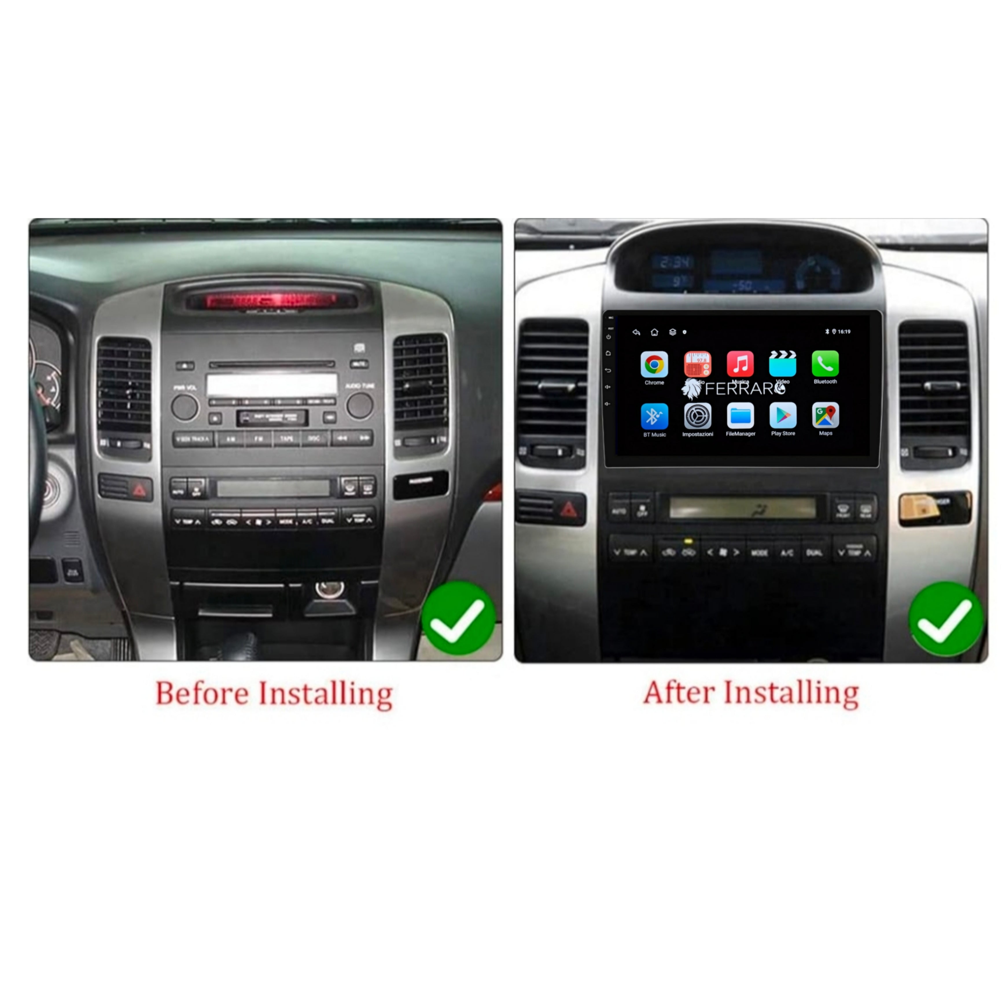 Autoradio per Toyota Land Cruiser 120 9" (2002-2009) Android, Bluetooth, CarPlay, Android Auto, 2GB/4GB/6GB/8GB Ram