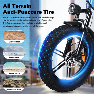 FerraroStore E20, Bici Elettrica Pieghevole, 20", Batteria 48V