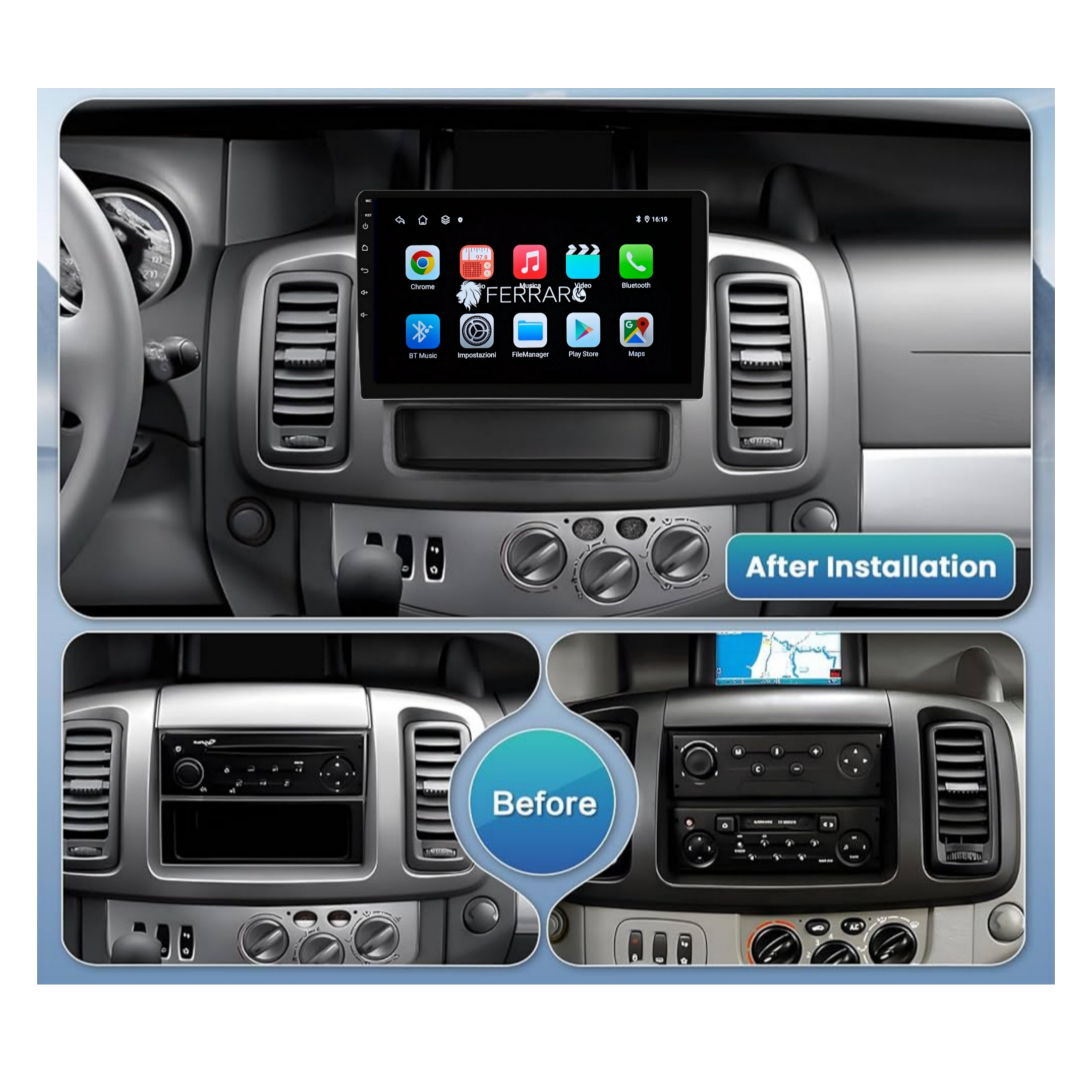 Autoradio per Nissan Primastar Opel Vivaro, Renault Trafic 10.1", Android, Bluetooth, CarPlay, Android Auto, 2GB/4GB/8GB Ram